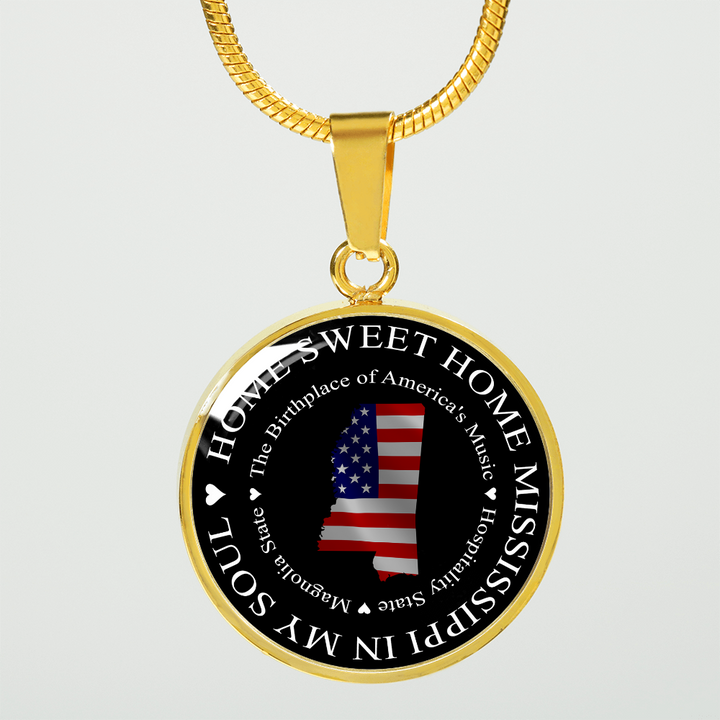 Mississippi Gift, Home Sweet Home Mississippi In My Soul - Gold Necklace USA Gifts