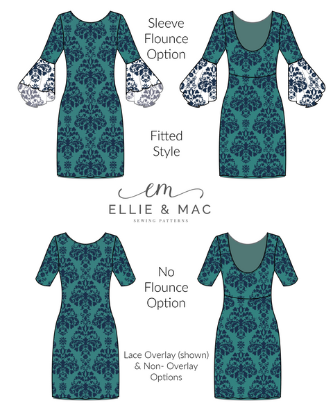 Anticipation Bodycon Dress Style Sewing Pattern by Ellie and Mac Sewing Patterns