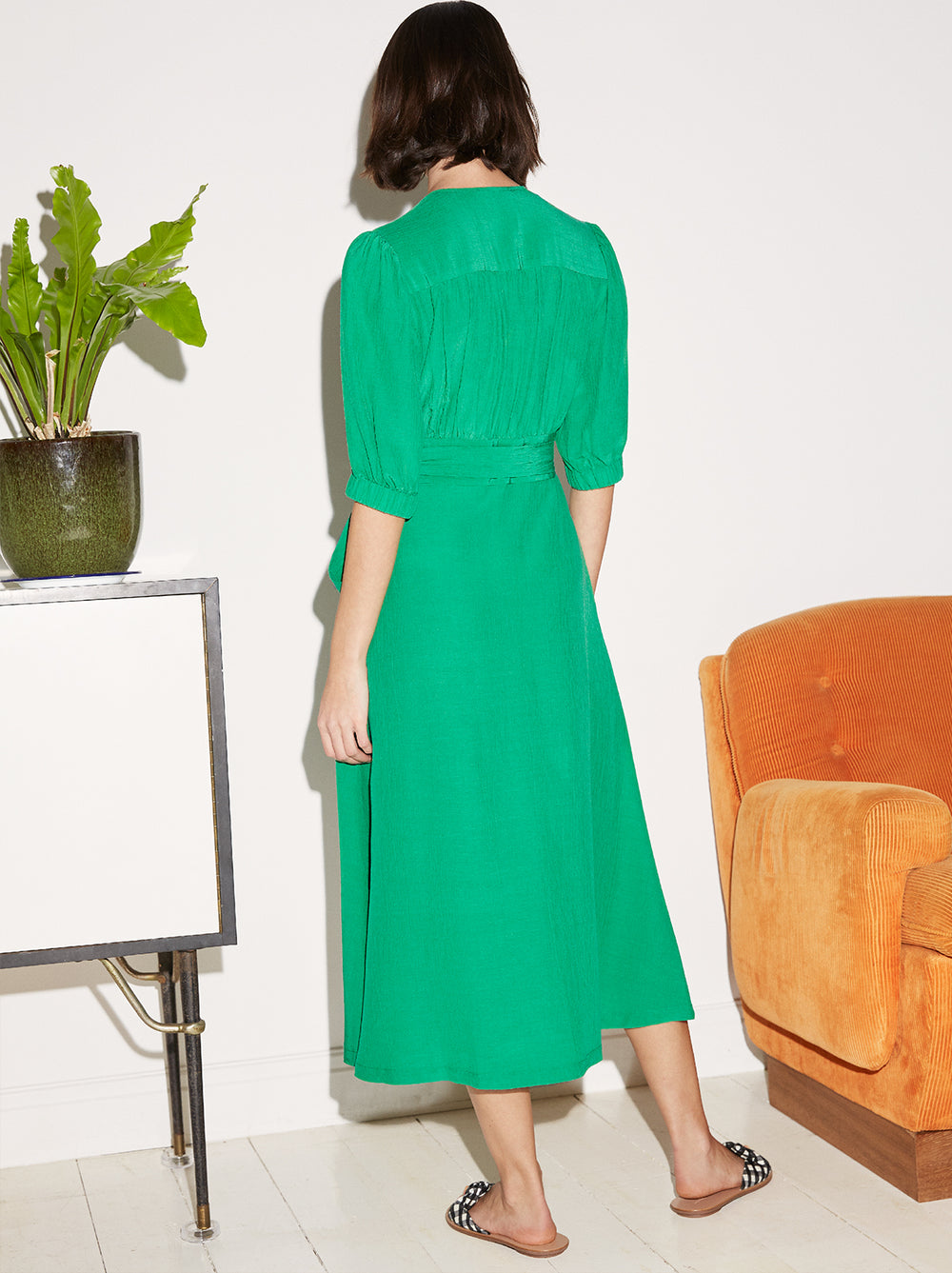 Ayesha Green Wrap Midi Dress by KITRI Studio