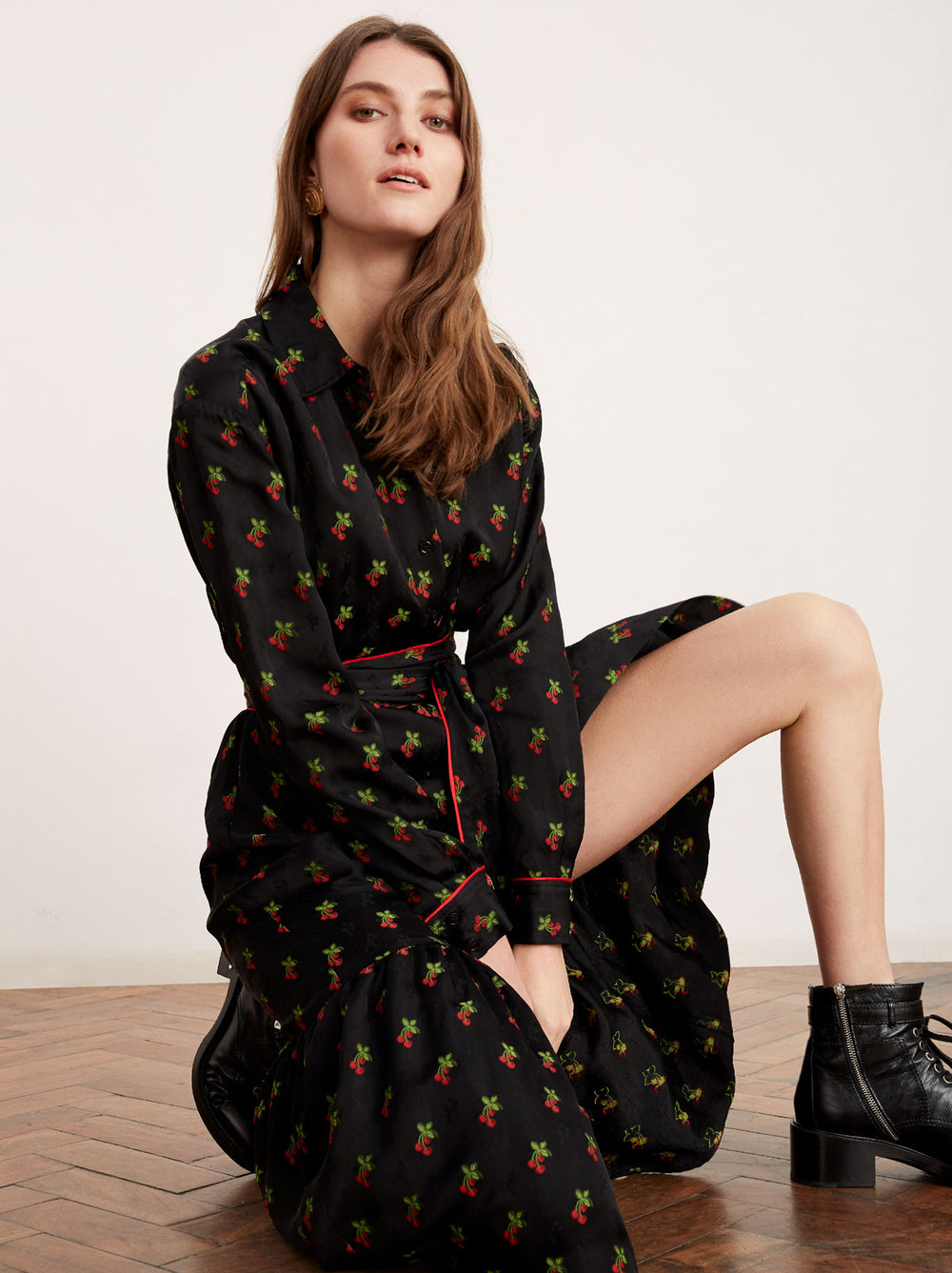 Krista Black Cherry Shirt Dress by KITRI Studio