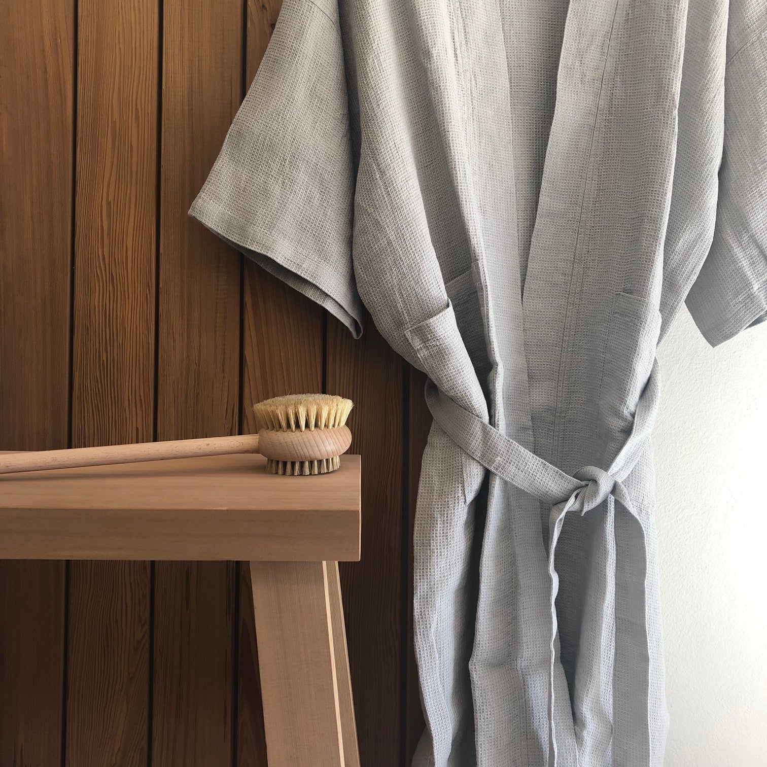 Waffle Kimono- Cloud Grey