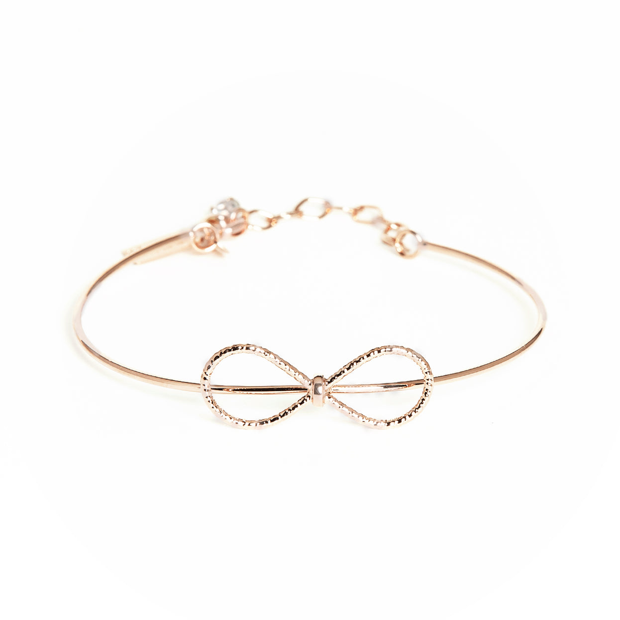 Pulseira rose laço diamantado