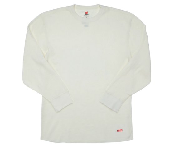 Supreme Hanes Thermal Crew (1 Pack) Natural (Size MEDIUM)