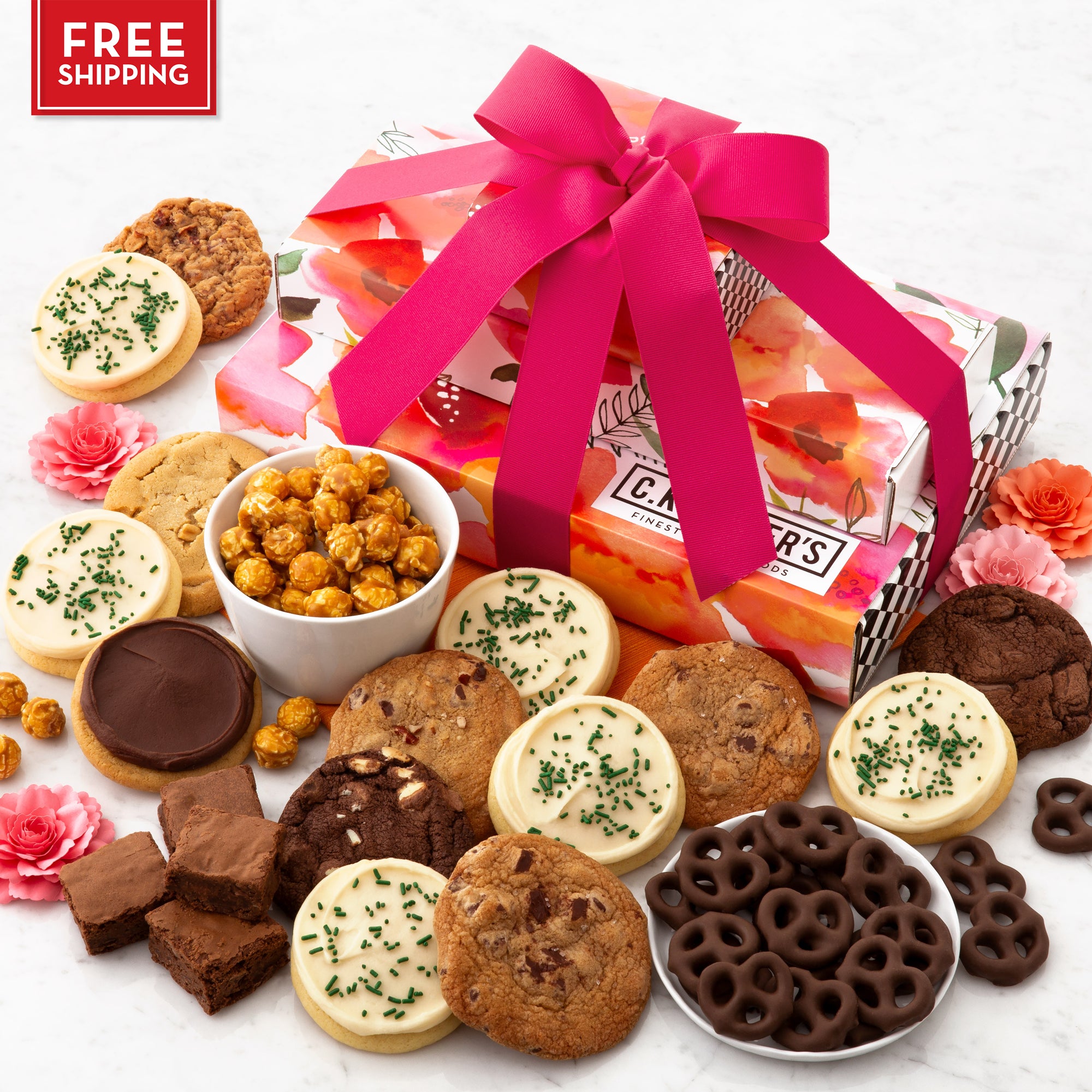 Watercolor Poppies Gift Stack - Cookies & Snacks