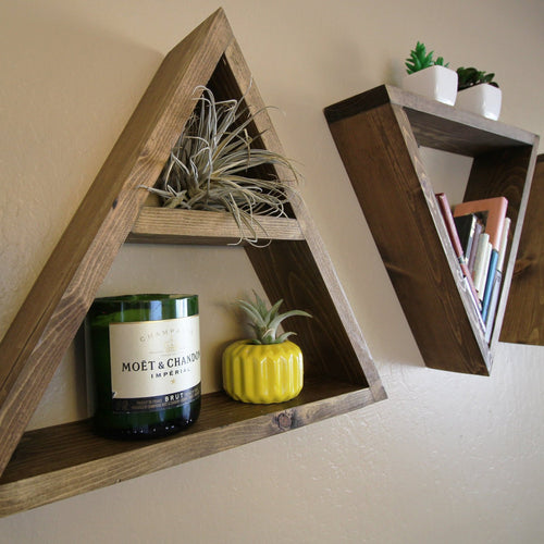 Floating Triangle Wall Shelves - Set Of Three