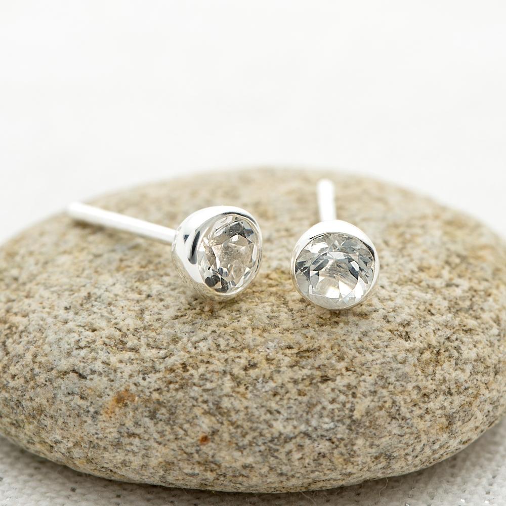 April Birthstone Earrings (White Topaz) - Lily Charmed