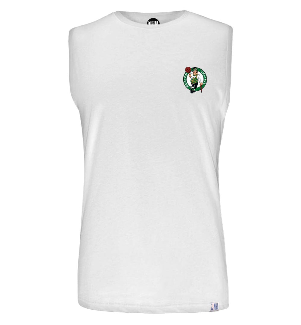 NBA Boston Celtics White Printed Sleeveless T-Shirt