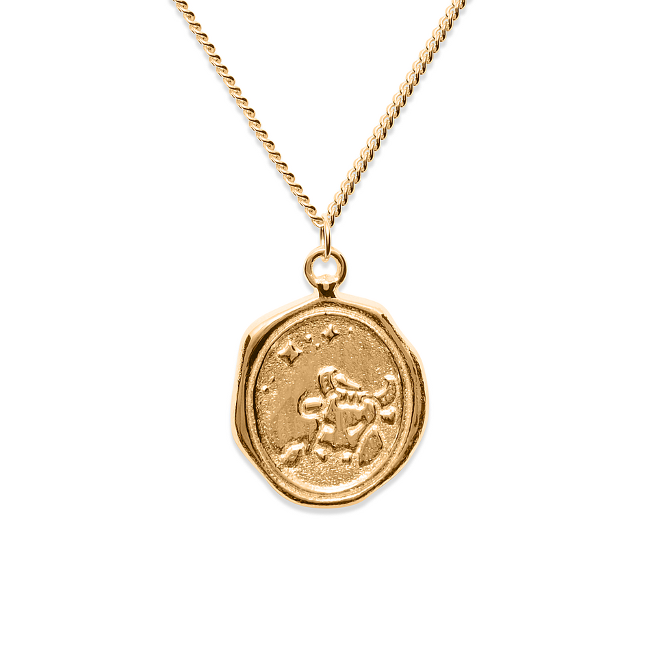 Zodiac Seal Necklace 24ct Gold Vermeil