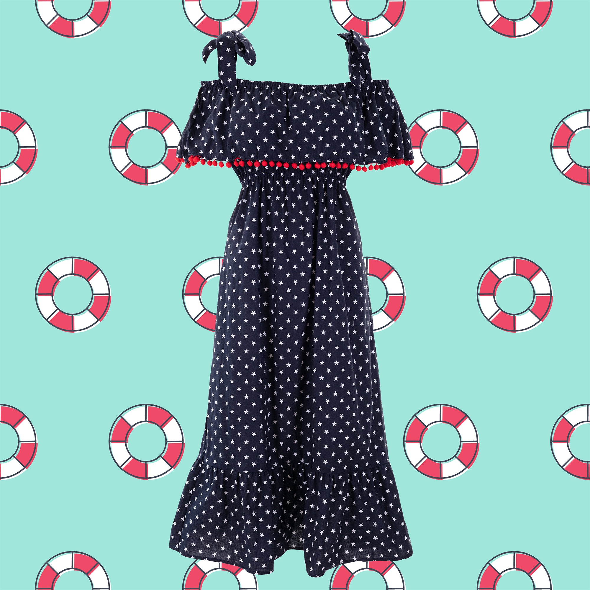 Dollydagger Nautical Star Print Maxi Dresses