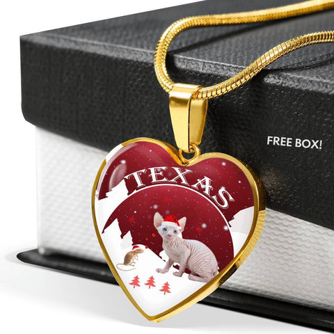 Sphynx Cat Print Heart Pendant Luxury Necklace-Free Shipping