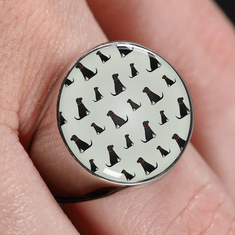 Labrador Retriever Pattern Print Signet Ring-Free Shipping
