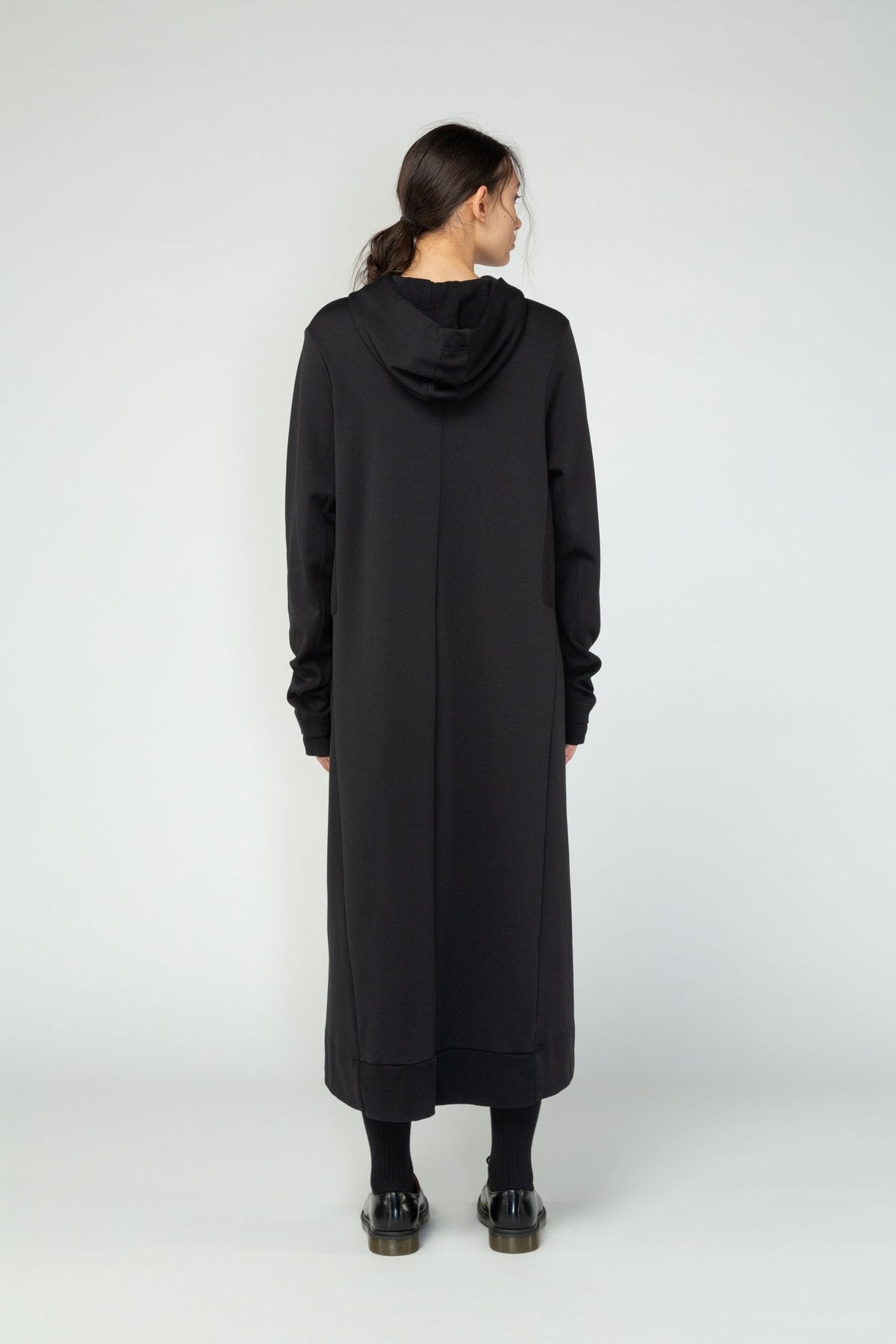 Nom*d stockists Long Hood Dress Black NZ Designer NZ Made