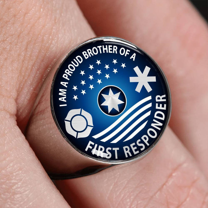 Ring Ring - I am a Proud Brother of a First Responder, steel or gold | Kadance Shop ShineOn Fulfillment