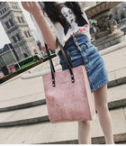 Women Large Capacity Tote Handbag Solid Vintage Faux Leather Shoulder Bag
