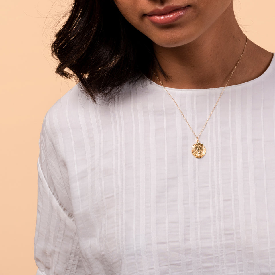 Zodiac Seal Pendant Solid Gold 14 ct