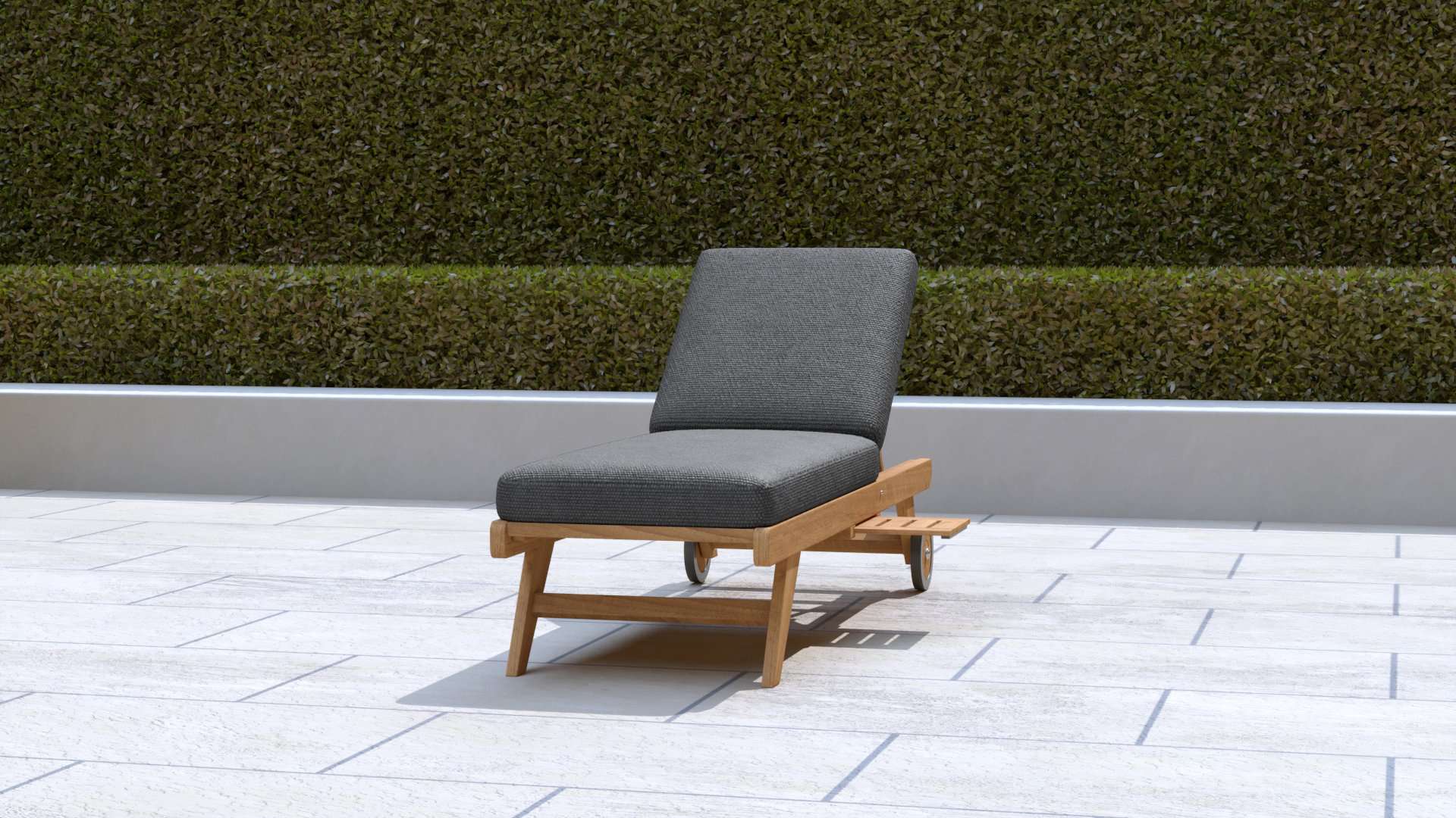 Teak Sun Lounger With Wheels (Graphite Cushion) - Chic Teak® | Luxury Teak Furniture