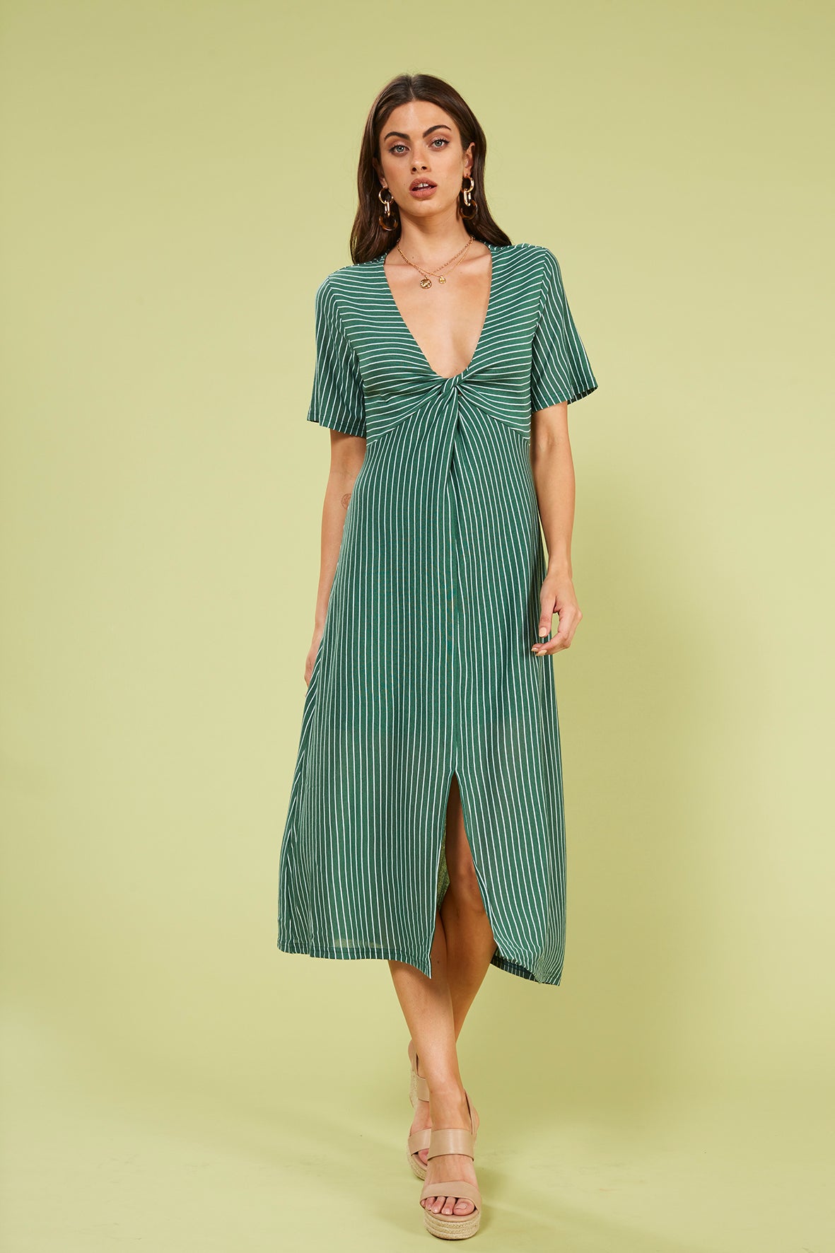 Twist Front Midi Dress