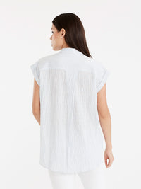 Pinstripe Popover Shirt Color Celestial Blue
