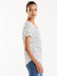Basic Scoop Neck Tee Color Ivory Ink