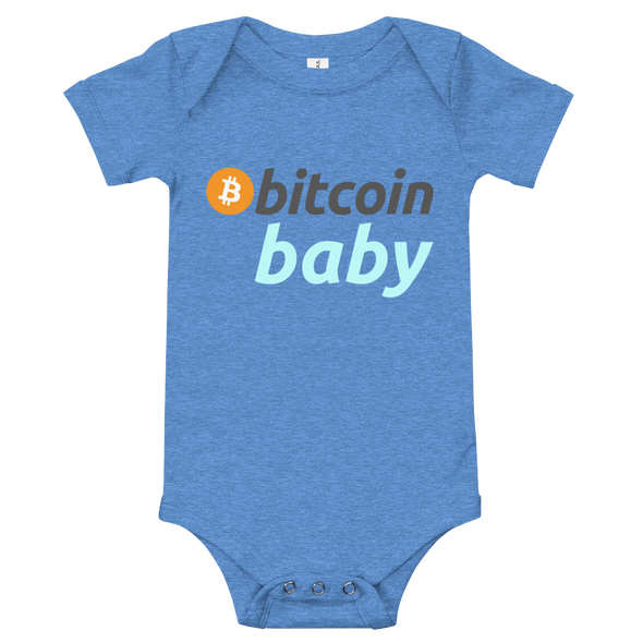 Bitcoin Baby Blue Logo Bodysuit Heather Columbia Blue 3-6m - zeroconfs