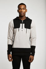 2 Tone Half Zip Pullover Hoodie - MEN - APPAREL - SWEATERS - PULL OVER - Mates In Style Fashion