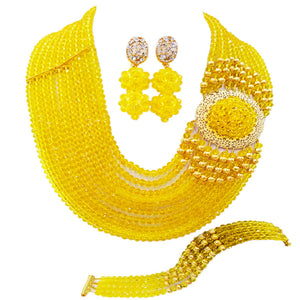 Best selling ! New Crystal Costume Nigerian African Wedding Beads Jewelry Necklaces Set NC1265 ( 20 Colors)