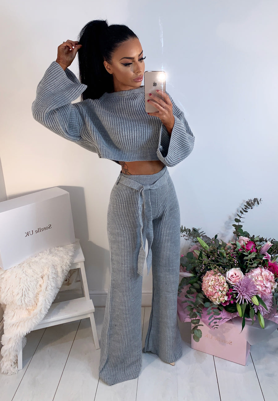 Maybel Knitted Two Piece- Grey