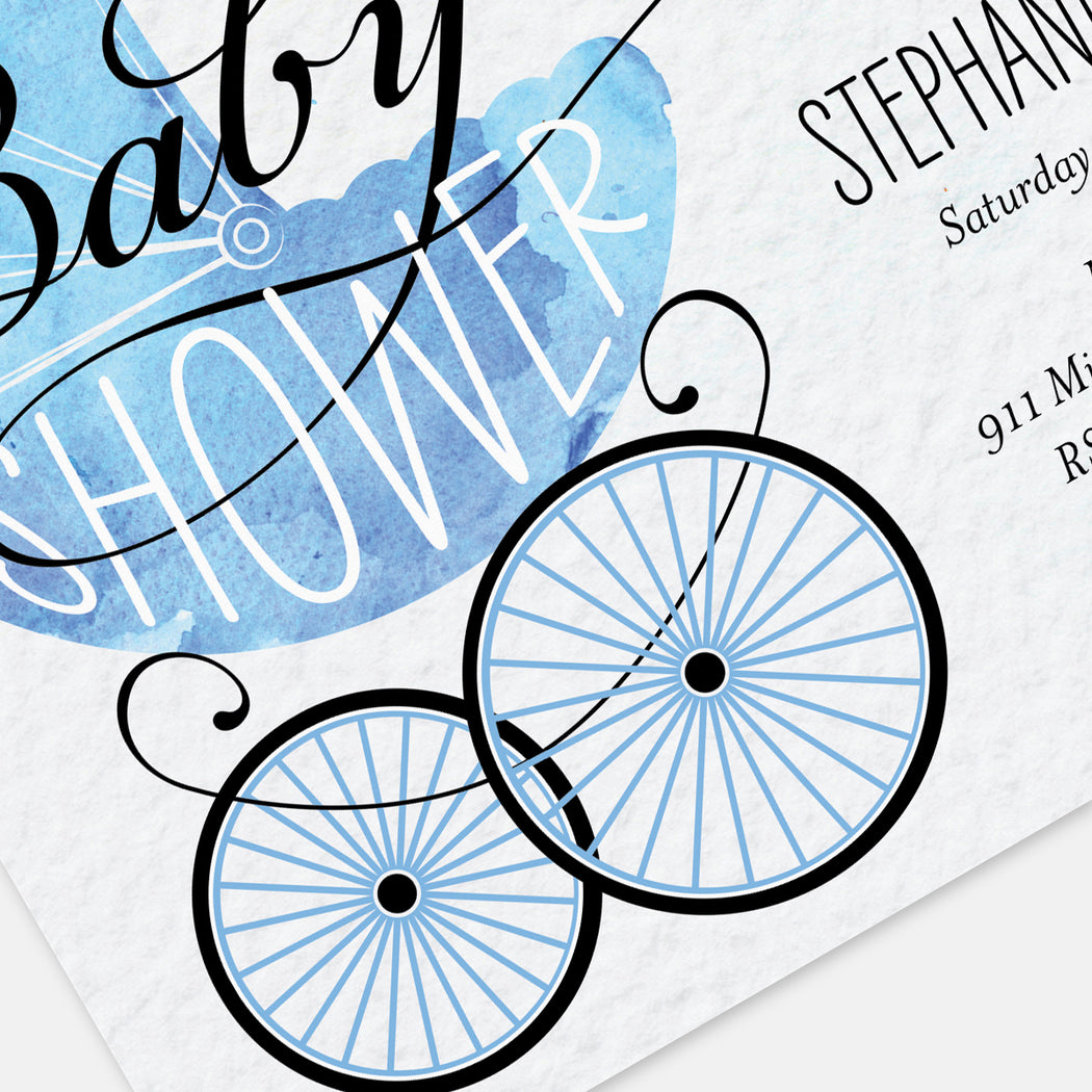Blue Buggy Baby Shower Invitations – Detail View