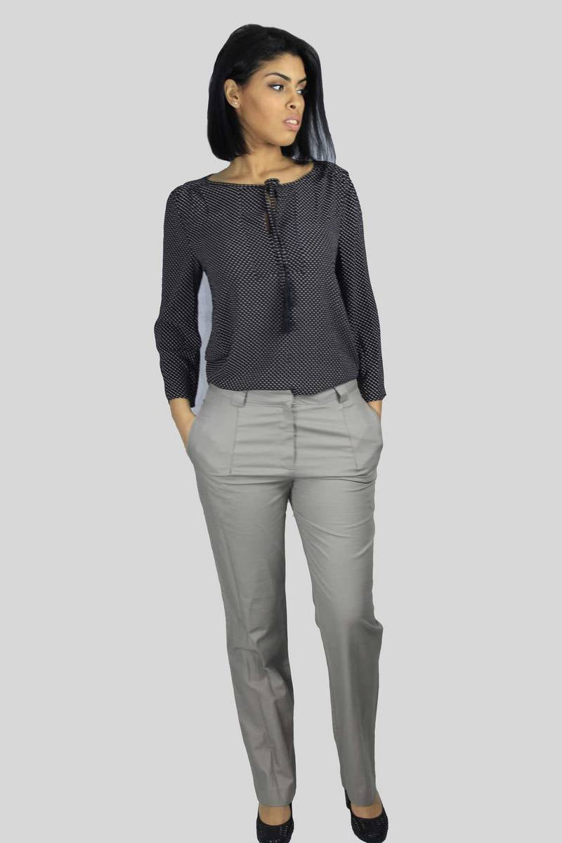 chemisier femme imprimé petits pois noir taupe