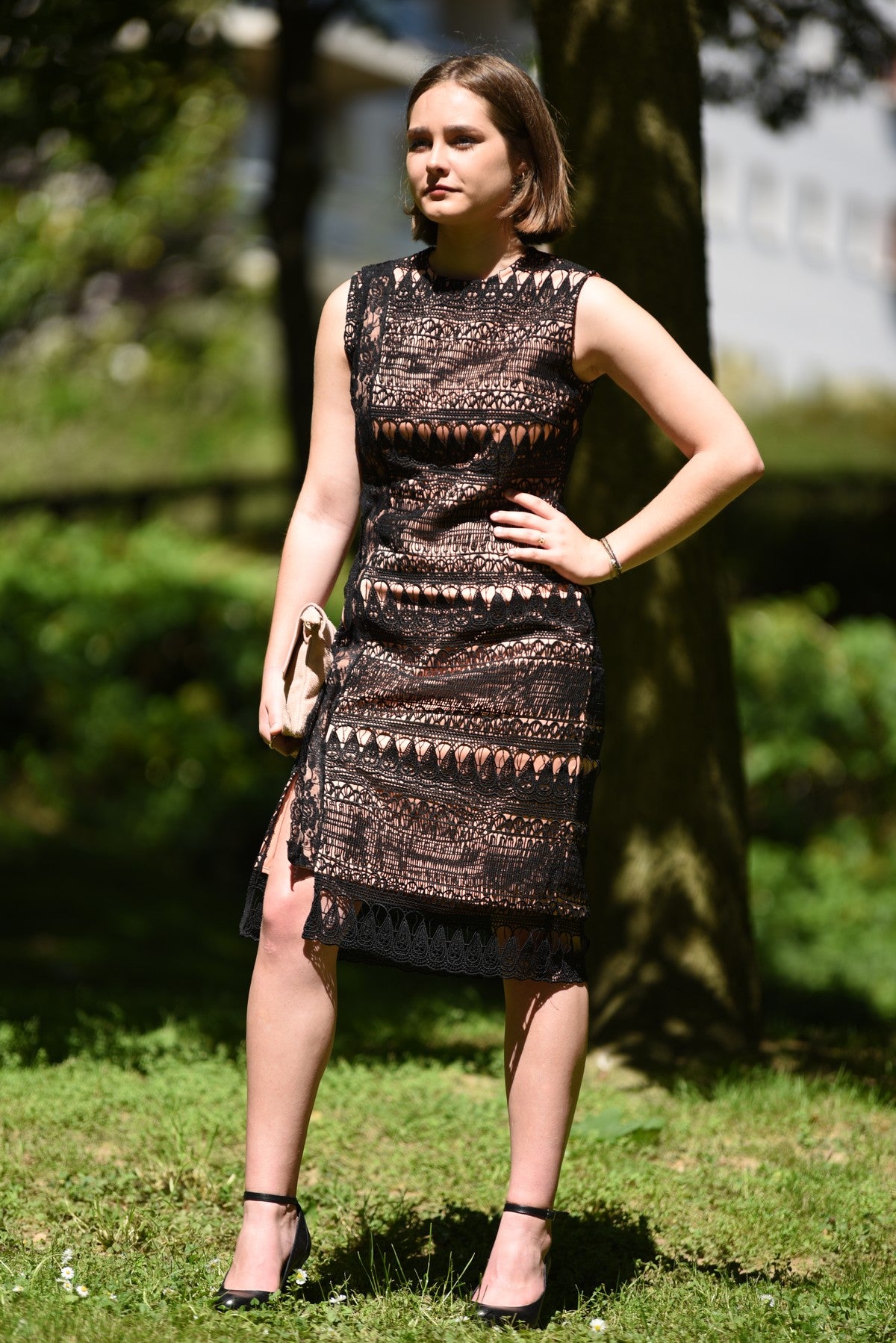 Robe Dentelle Midi Saumon