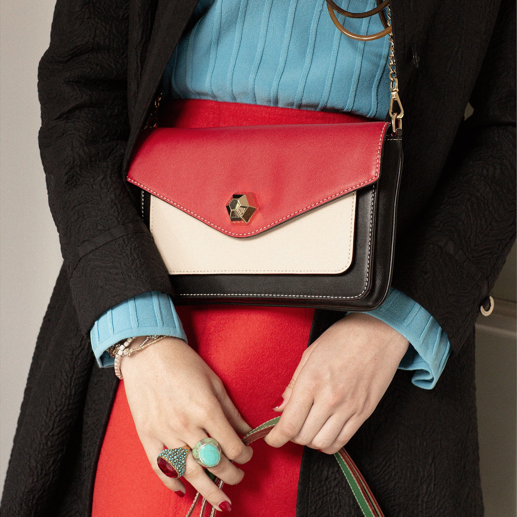 Tess Envelope Clutch Black Multi