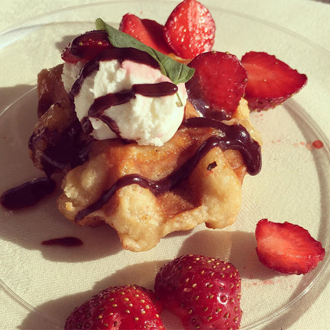 whipped goat cheese strawberry waffle