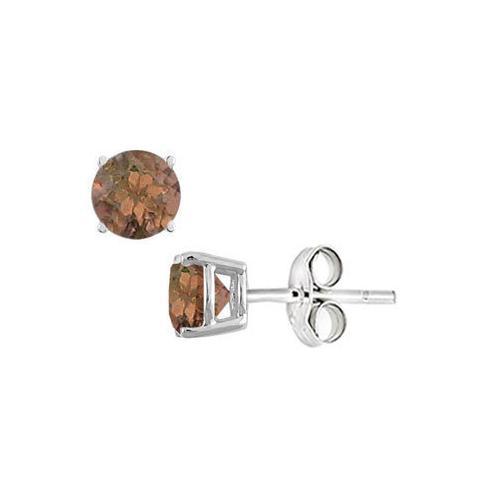 Smoky Topaz Stud Earrings in Sterling Silver 2.00 CT TGW
