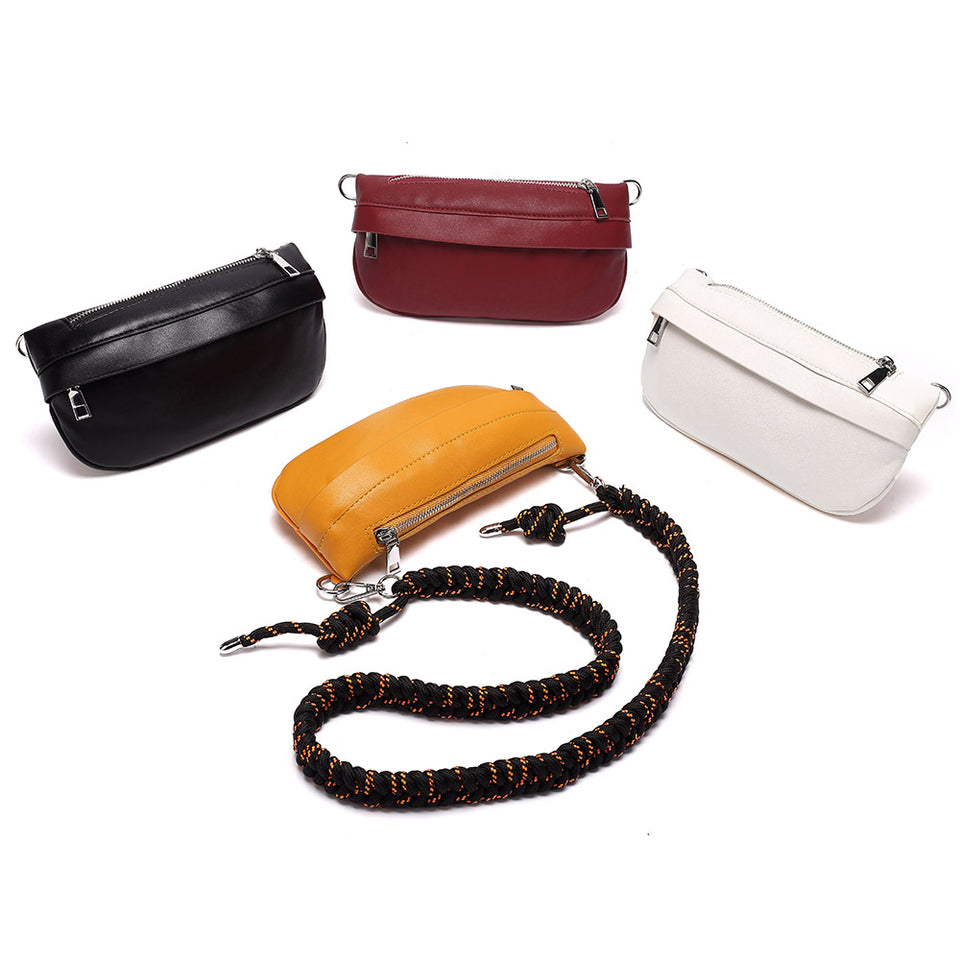 Plaited belt PU leather fanny pack in Yellow