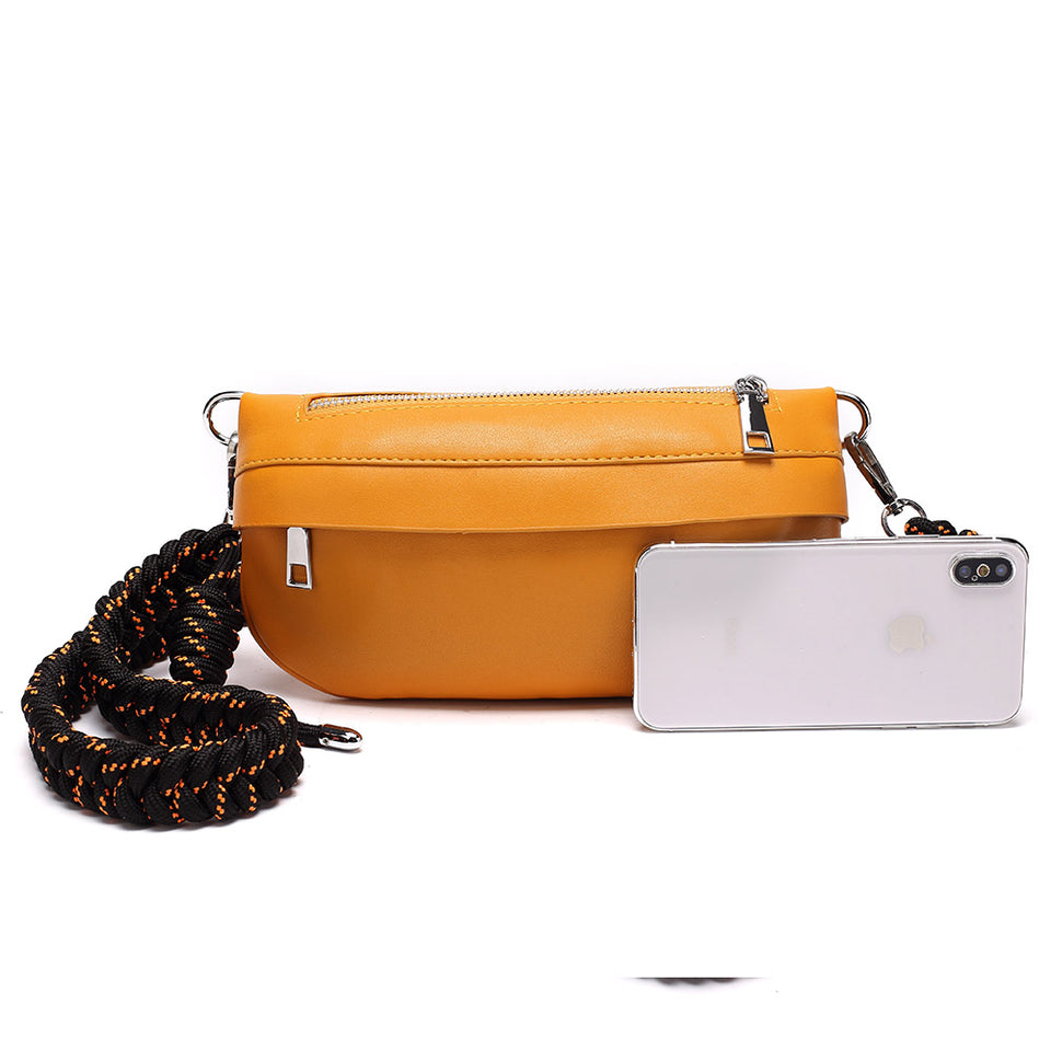 Plaited belt PU leather fanny pack in Yellow