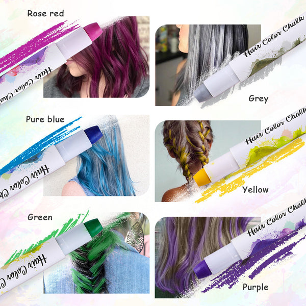 6PCS Hair Color Chalk, DIY Temporary Hair Dye for Both Children & Adults, Safe Material, Non-Toxic