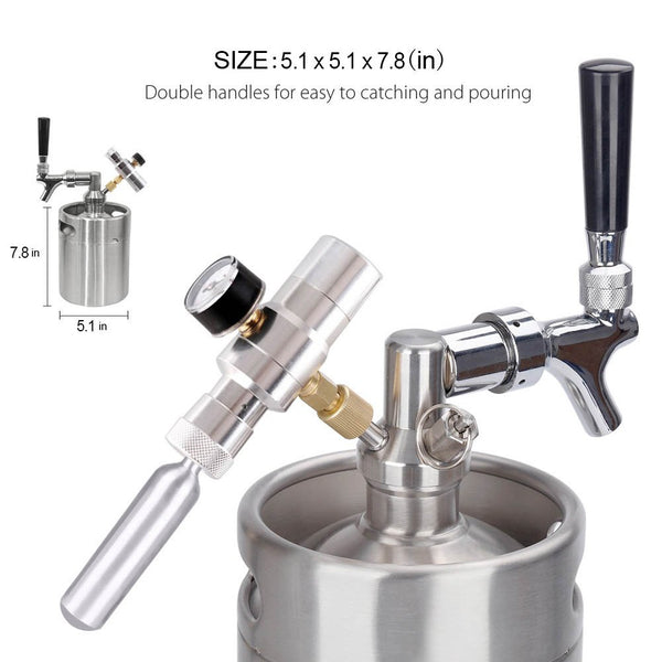 Portable Pressurized Keg Growler for Craft Dispenser System CO2 Adjustable Draft Beer Faucet with Perfect Pour Regulator | Kegerator Home Brew Maker | 64 oz 2L buy purchase for sale price review best comparison