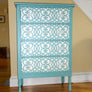 Chez Sheik Craft Stencil by Royal Design Studio Allover Pattern on Dresser Drawers