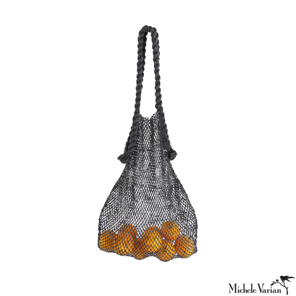 Large Woven Charcoal String Bag