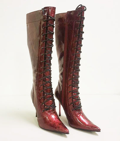 ALAIAH LACE UP PUMP - WINE (SAMPLE)