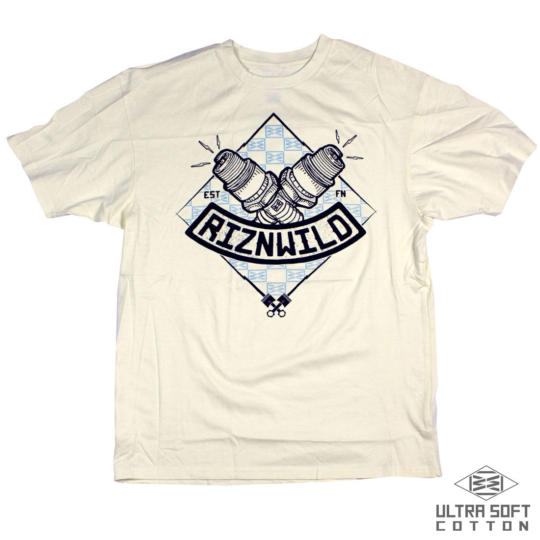 Combust Mens Ultra Soft Tee in Vintage White