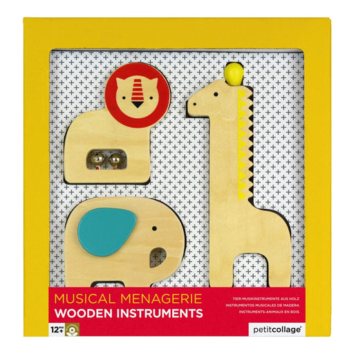 PETIT COLLAGE - Set de 3 instruments de musique Animaux en bois