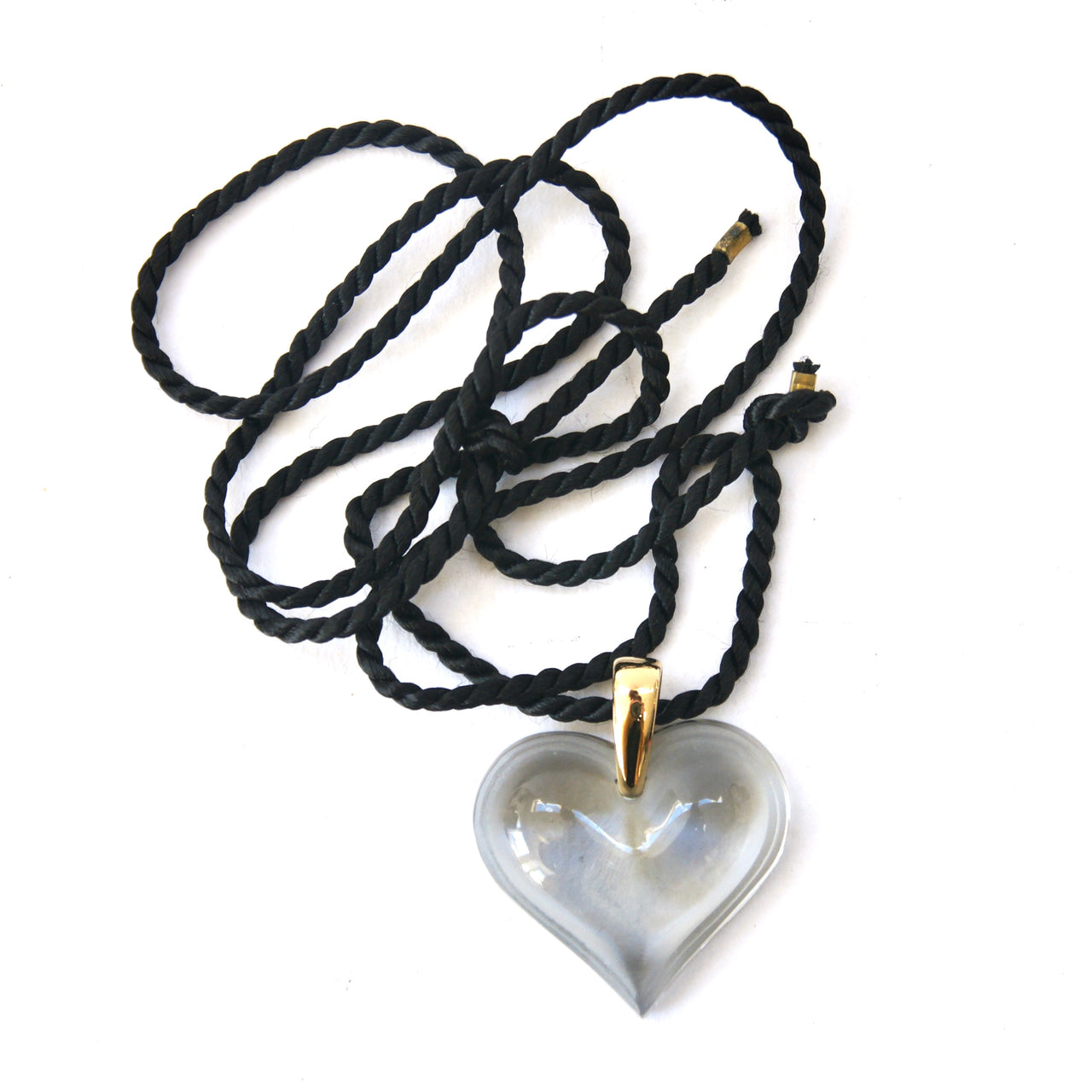 Lalique Grey Glass Heart Pendant