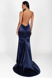 Allyson Satin Gown in Navy
