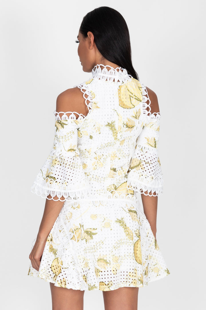 Lula Yellow and White Dropped Shoulder Dress
