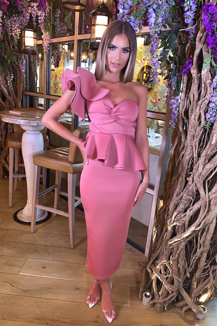 Michelle Bardot Midi Two-Piece in Mauve