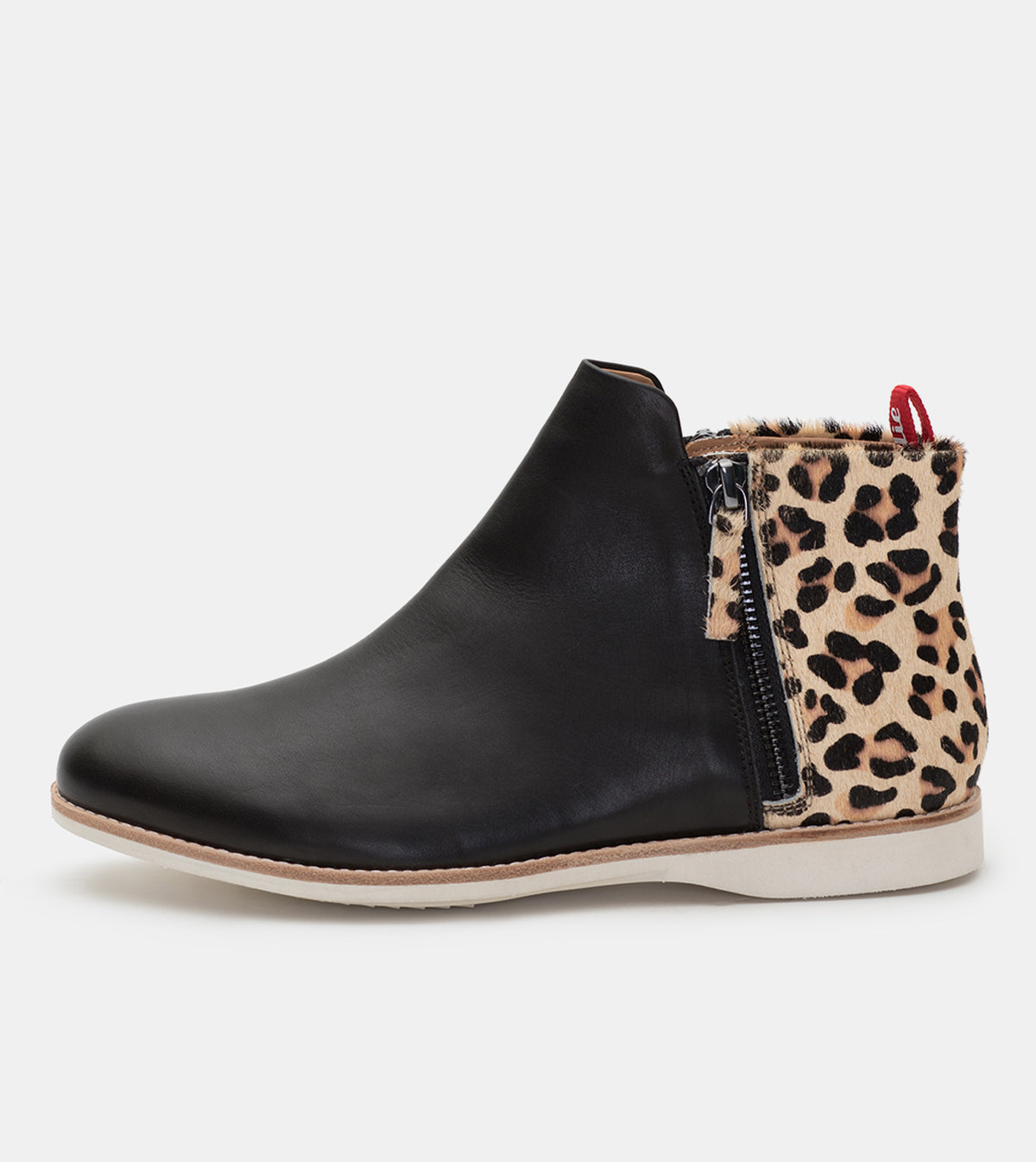Side Zip Boot Black/Camel Leopard