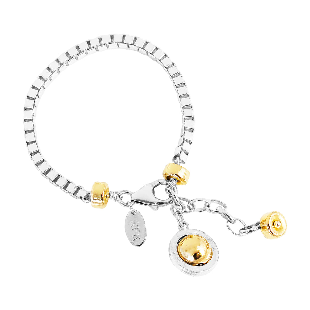 Atticus Wide Box Chain Bracelet | Polished Gold Detail