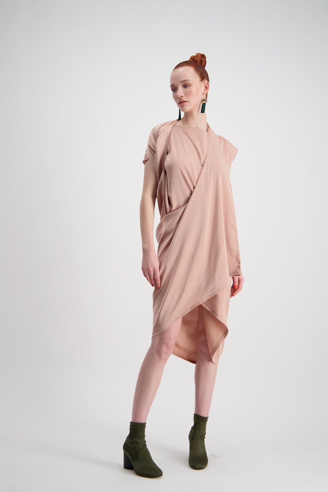 WORLD 4378 Travolta Dress Dusky Pink