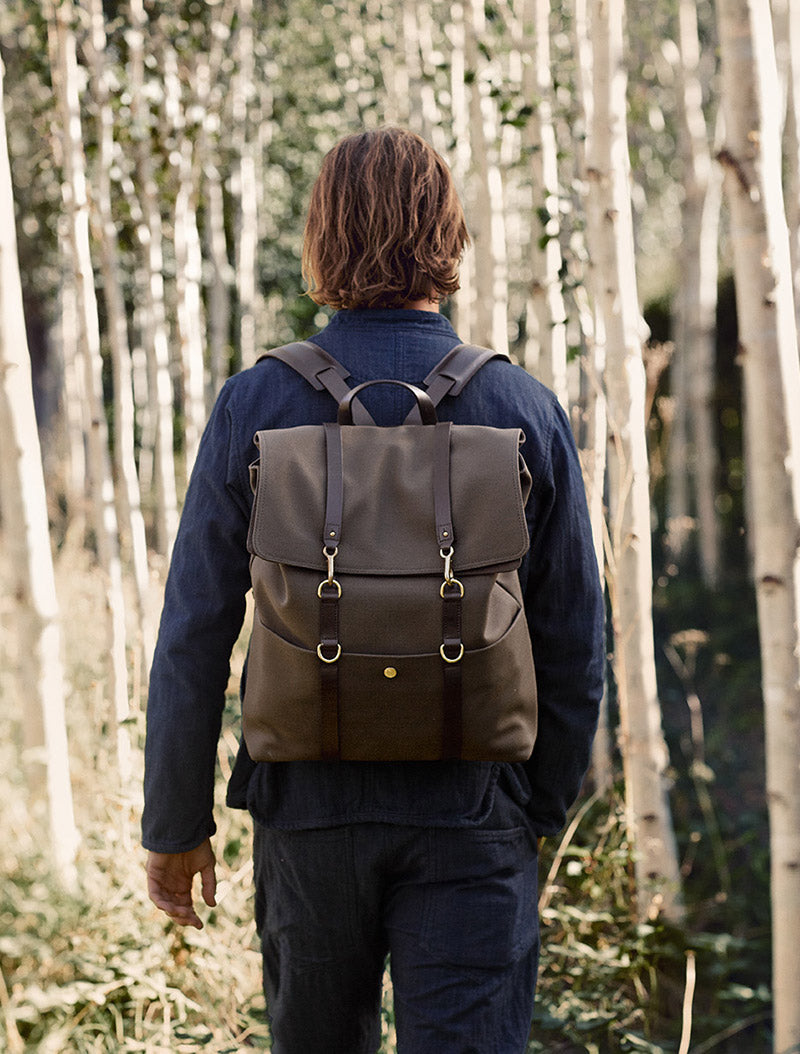 M/S Backpack – Army/Dark brown description image